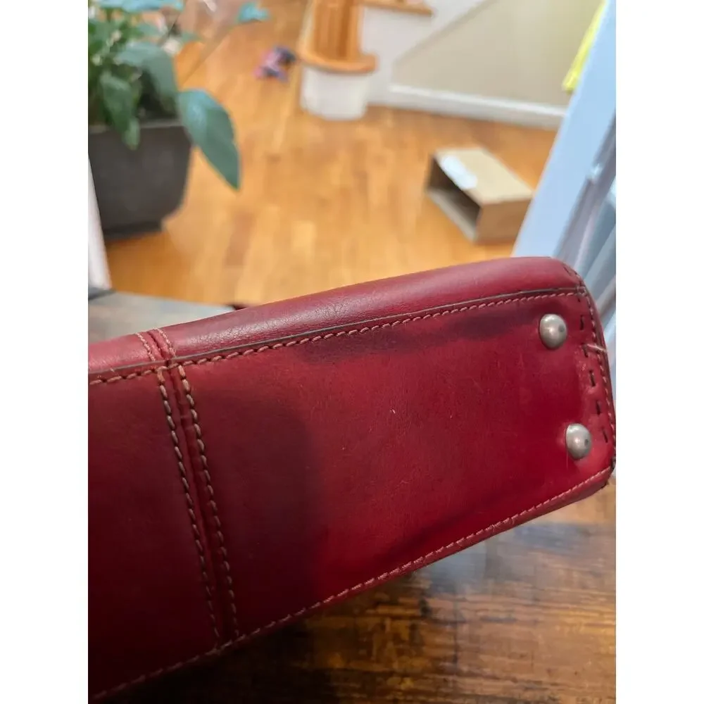 Y2K Fossil Leather Weathered Elongated Structured Shoulder Bag See Description